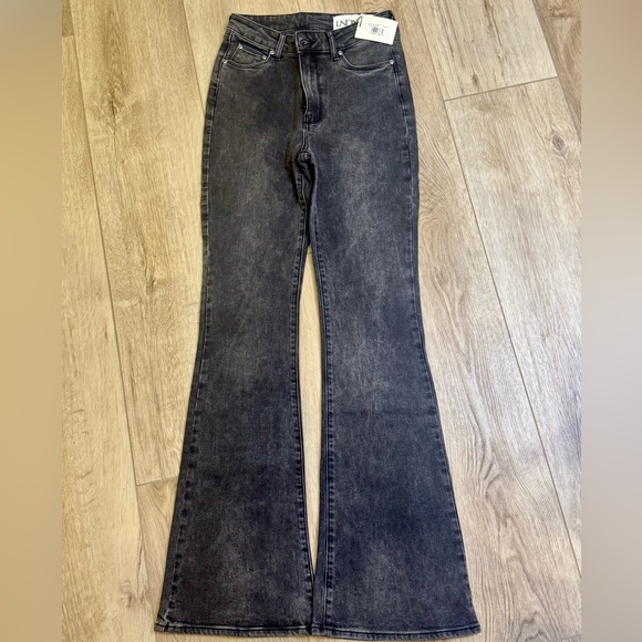 LNDN Charcoal Flare Denim Women Jeans Vintage Black Wash - Picture 2 of 7